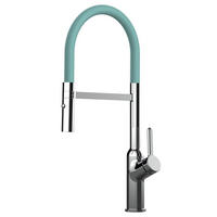 KÜCHENARMATUR, Verchromt und Türkis, 2-Strahl-Brause - Chromfarben, Metall (23/46.5/23cm) - VIZIO