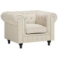 SESSEL Polsterbezug beige Chesterfield - Dunkelbraun/Beige, Textil (110/70/75cm) - Beliani