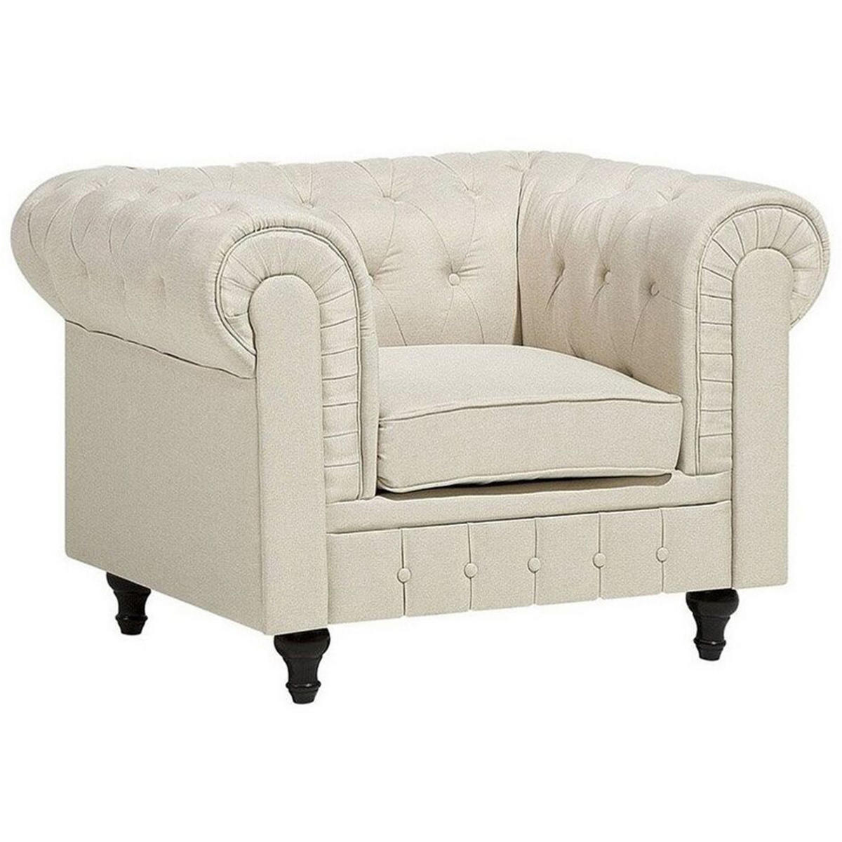 SESSEL Polsterbezug beige Chesterfield - Dunkelbraun/Beige, Textil (110/70/75cm) - Beliani