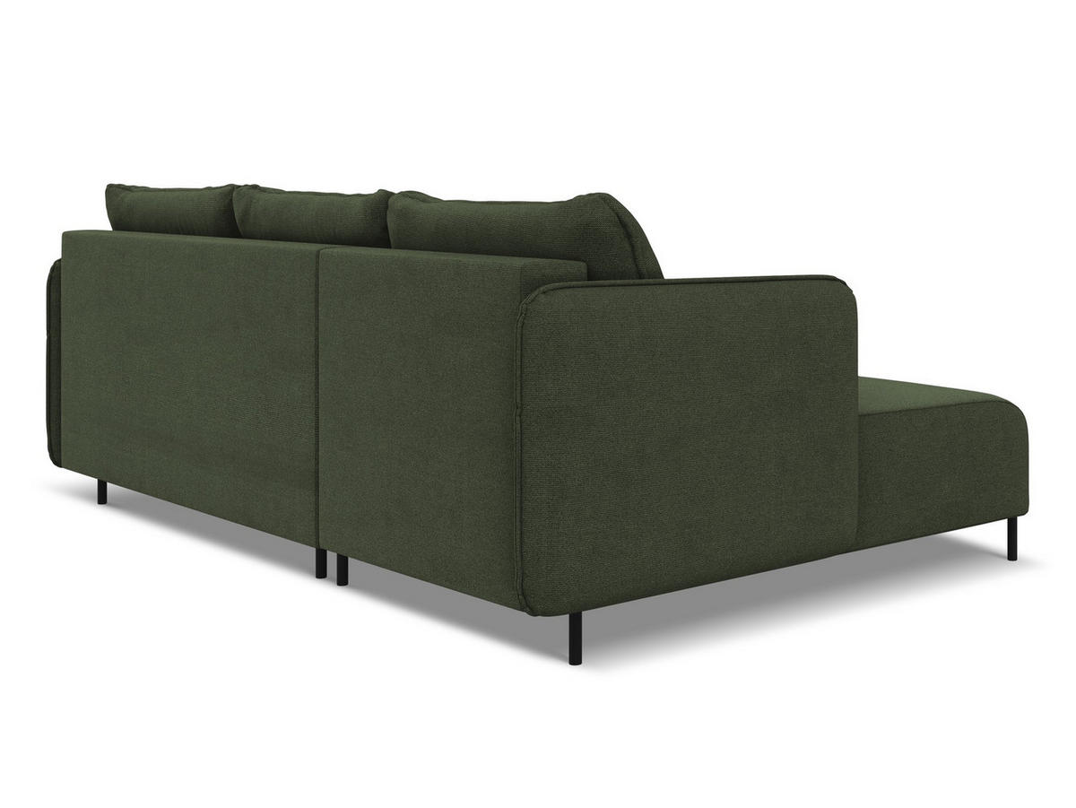 ECKSOFA mit Schlaffunktion Strukturstoff Stoff Grün - Schwarz/Olivgrün, Holz/Textil (162/236cm) - Makamii