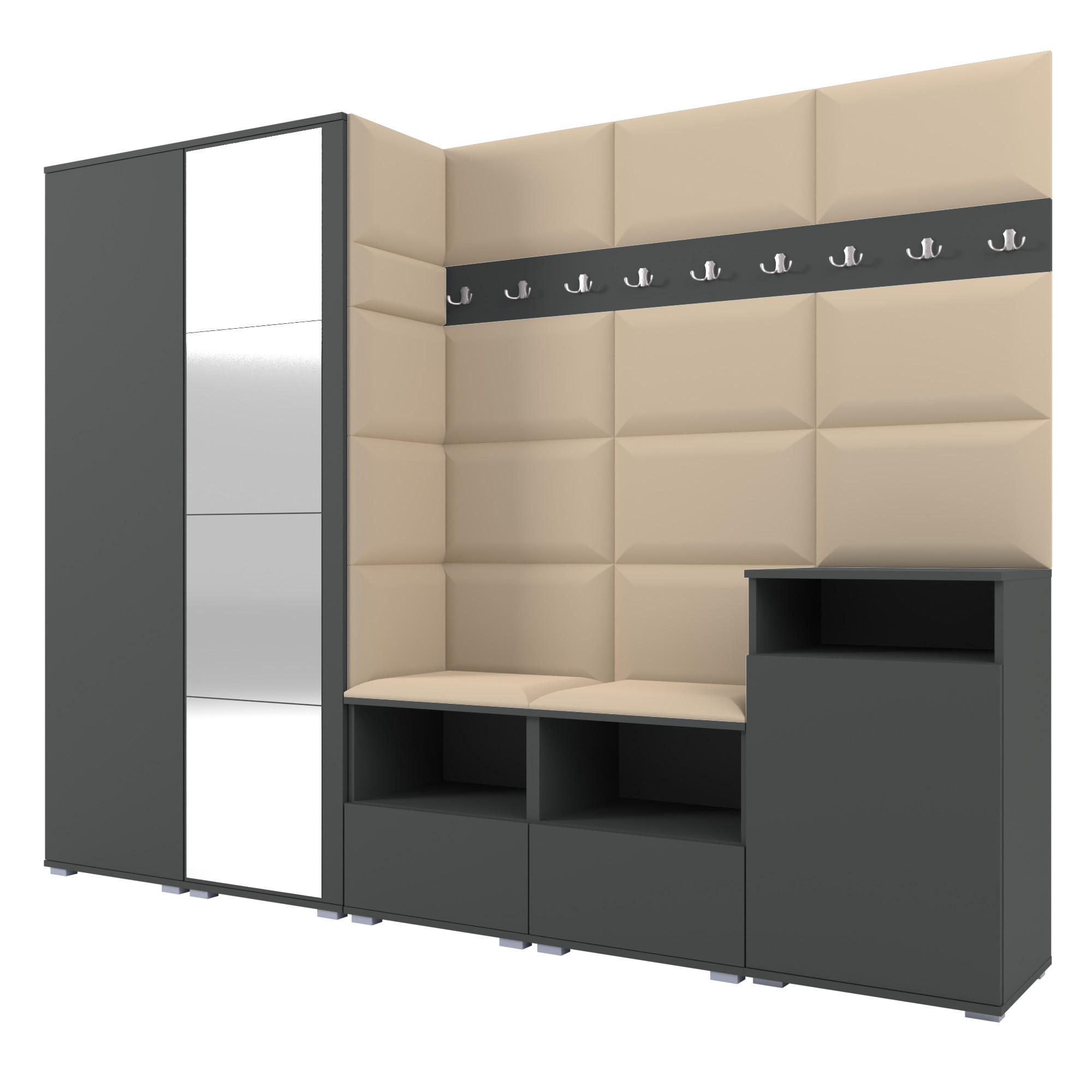 Ravio Garderobe Graphit, Beige 250x187x40 cm