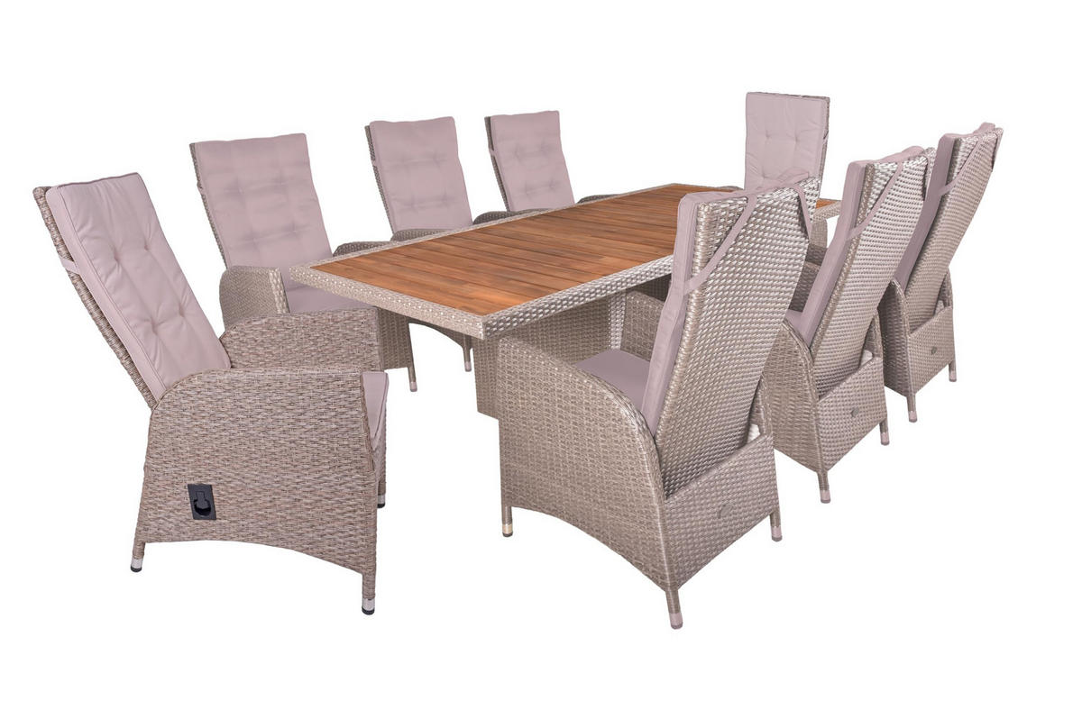 GARTEN-SITZGRUPPE Celle weidenbraun 9-teilig Gartenmöbel-Set - Braun, Holz - DELUKE