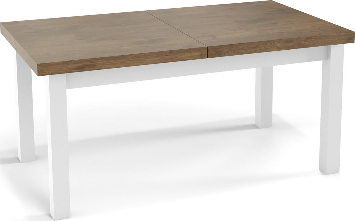 ESSTISCH Avena rechteckig ausziehbar, Lefkas Eiche 140/80/78 - Alteiche/Weiß, Holz/Holzwerkstoff (140/80/78cm) - WFL GROUP