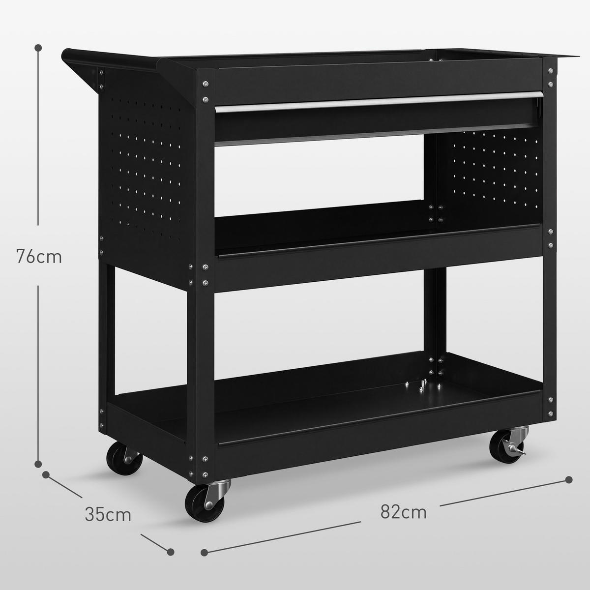 WERKSTATTWAGEN DE-18507 Schwarz - Schwarz, Metall (35/76/82cm) - ComfortXL