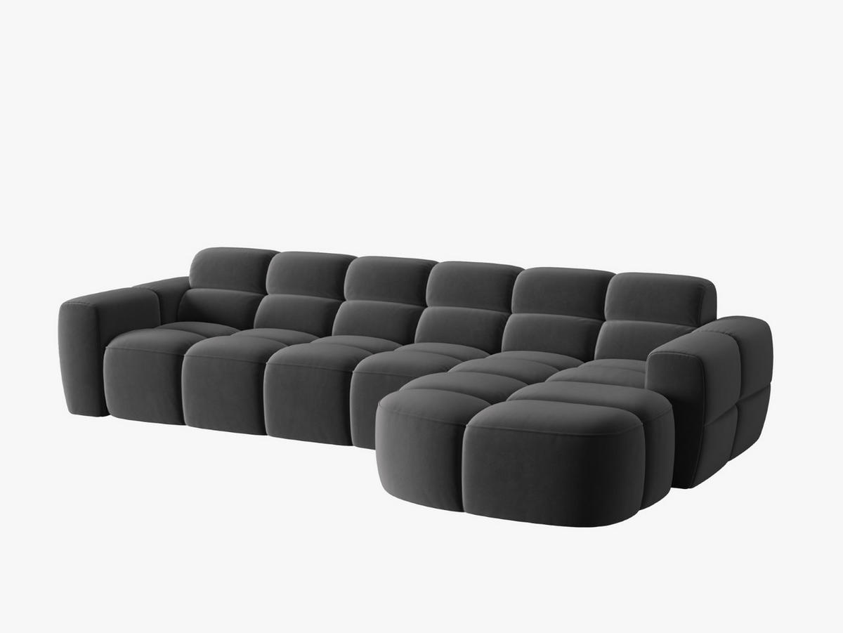 ECKSOFA rechts Lisa aus Samt dunkelgrau 4 Sitzplätze - Dunkelgrau, Textil (170/310cm) - Micadoni