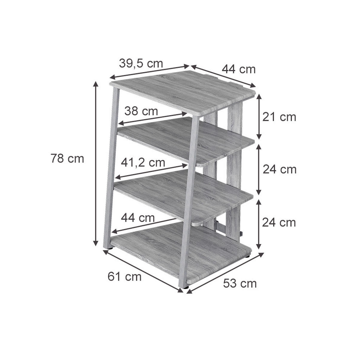 ÚLOŽNÁ POLICE Tonar Šedá - šedá, kompozitní dřevo (61/78/53cm) - Vicco