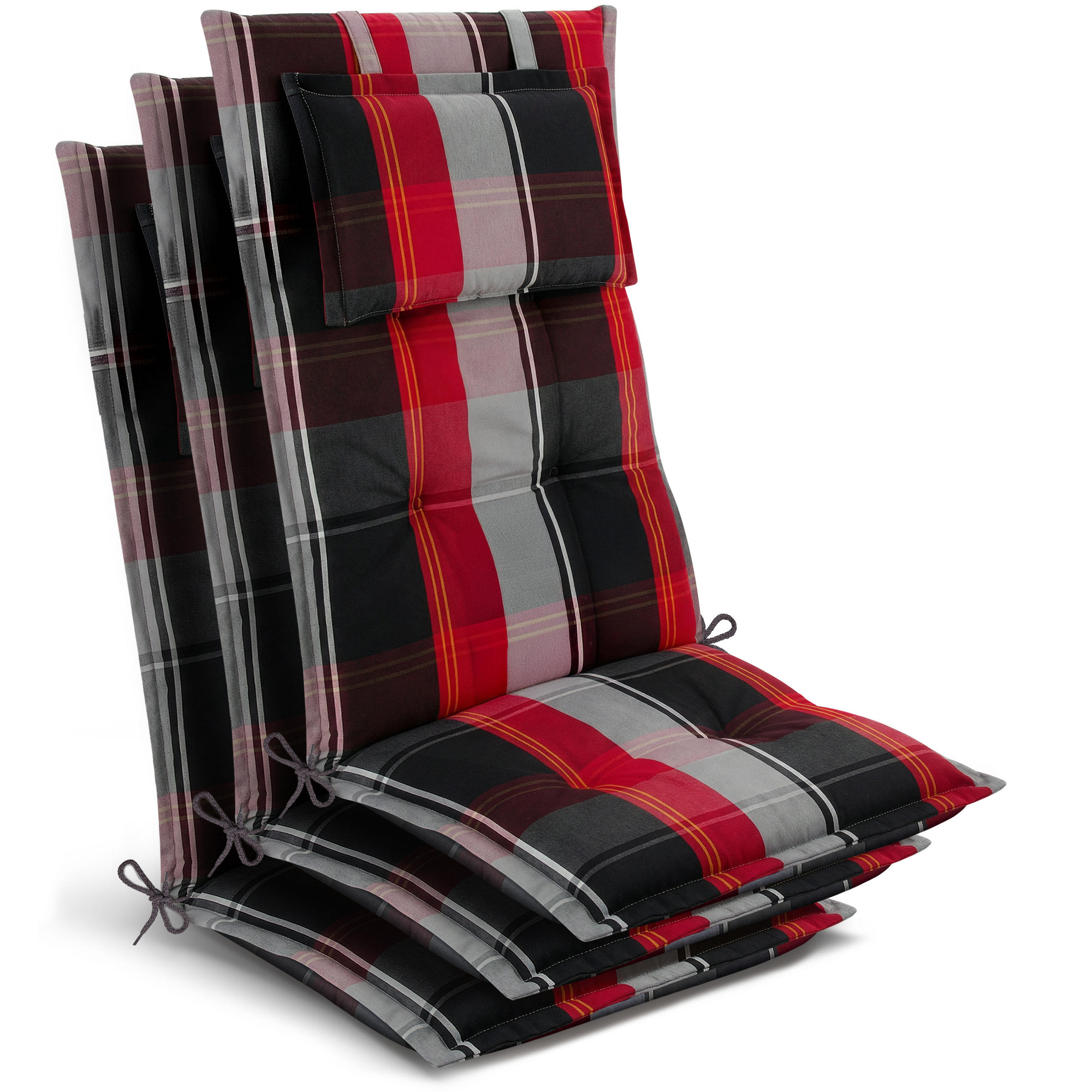 HOCHLEHNER Highlux HL 120x52x7cm Schwarz-Rot-Weiß-Kariert (3tlg) - Schwarz, Textil (52/120cm) - Beautissu 