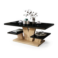 COUCHTISCH rechteckig Schwarz Hochglanz - Eiche Gold 110/60/45 cm - Schwarz Hochglanz, Holzwerkstoff (60/110/45cm) - designimpex