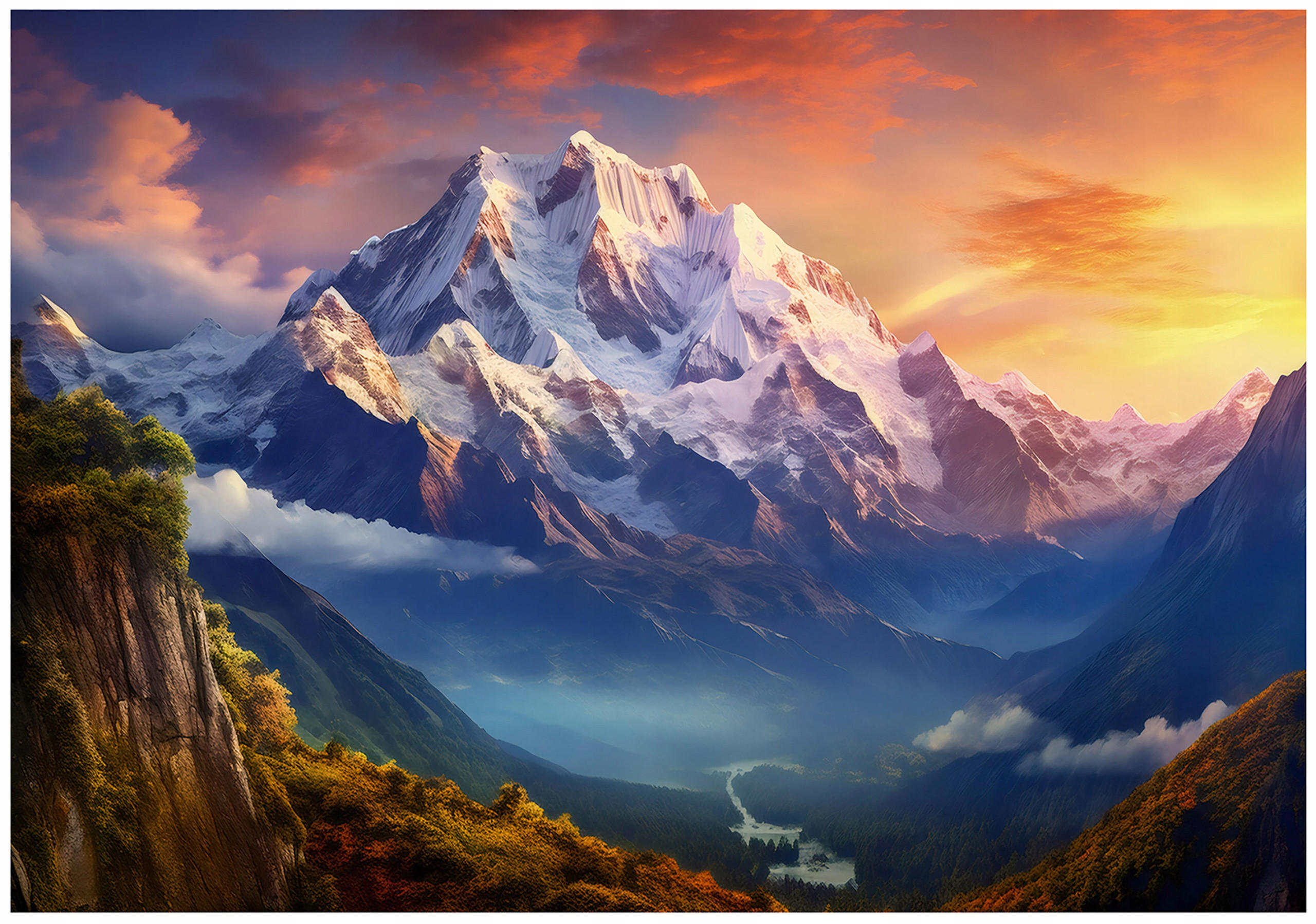 FOTOTAPETE Gebirge Natur Blau 254x184 cm - Multicolor, Papier (254/184cm) - Wallarena