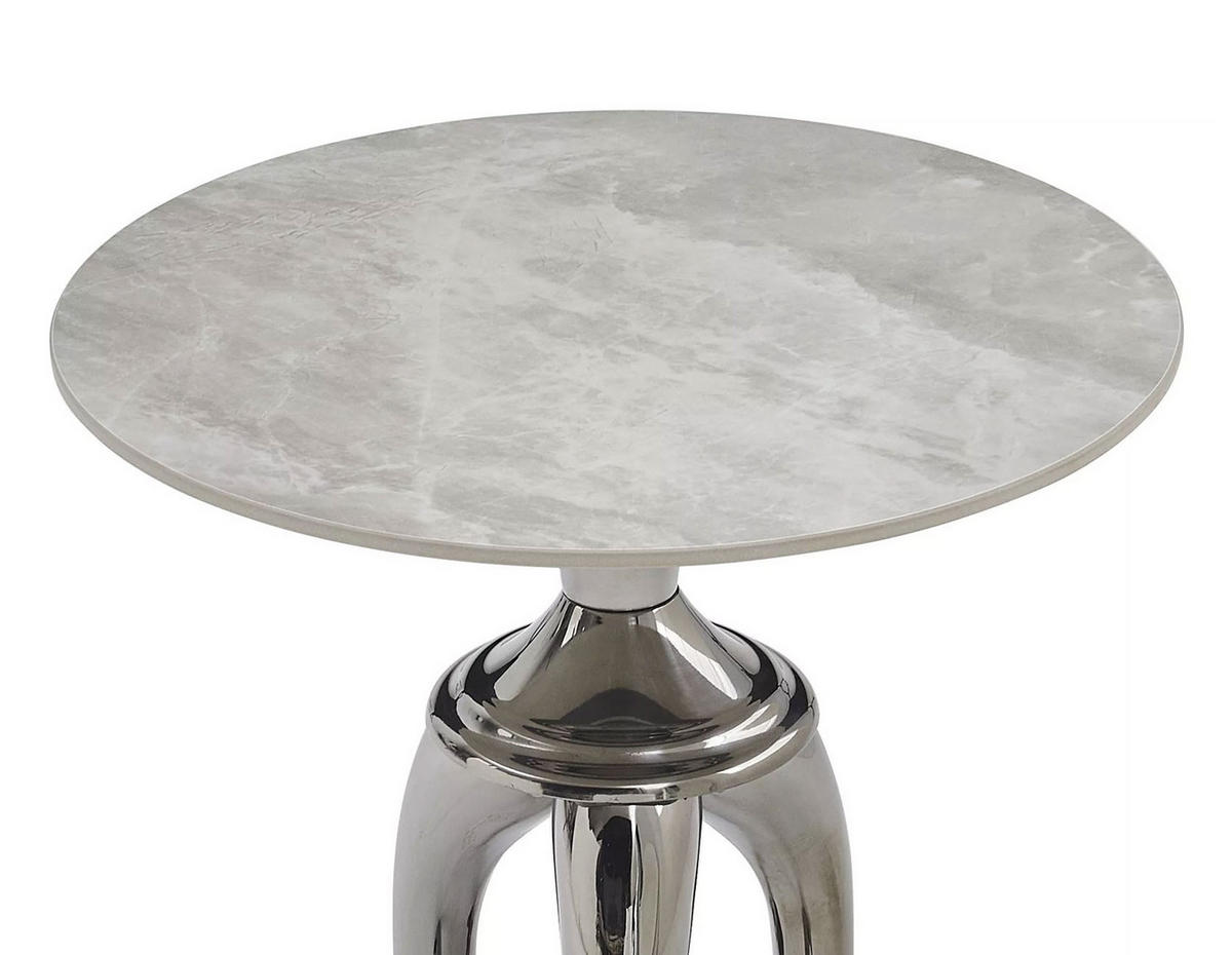 COUCHTISCH Snake grau Marmor / Gestell: silber 48 / 48 / 75cm - Silberfarben/Grau, Holz/Keramik (48/48/75cm) - Feldmann-Wohnen