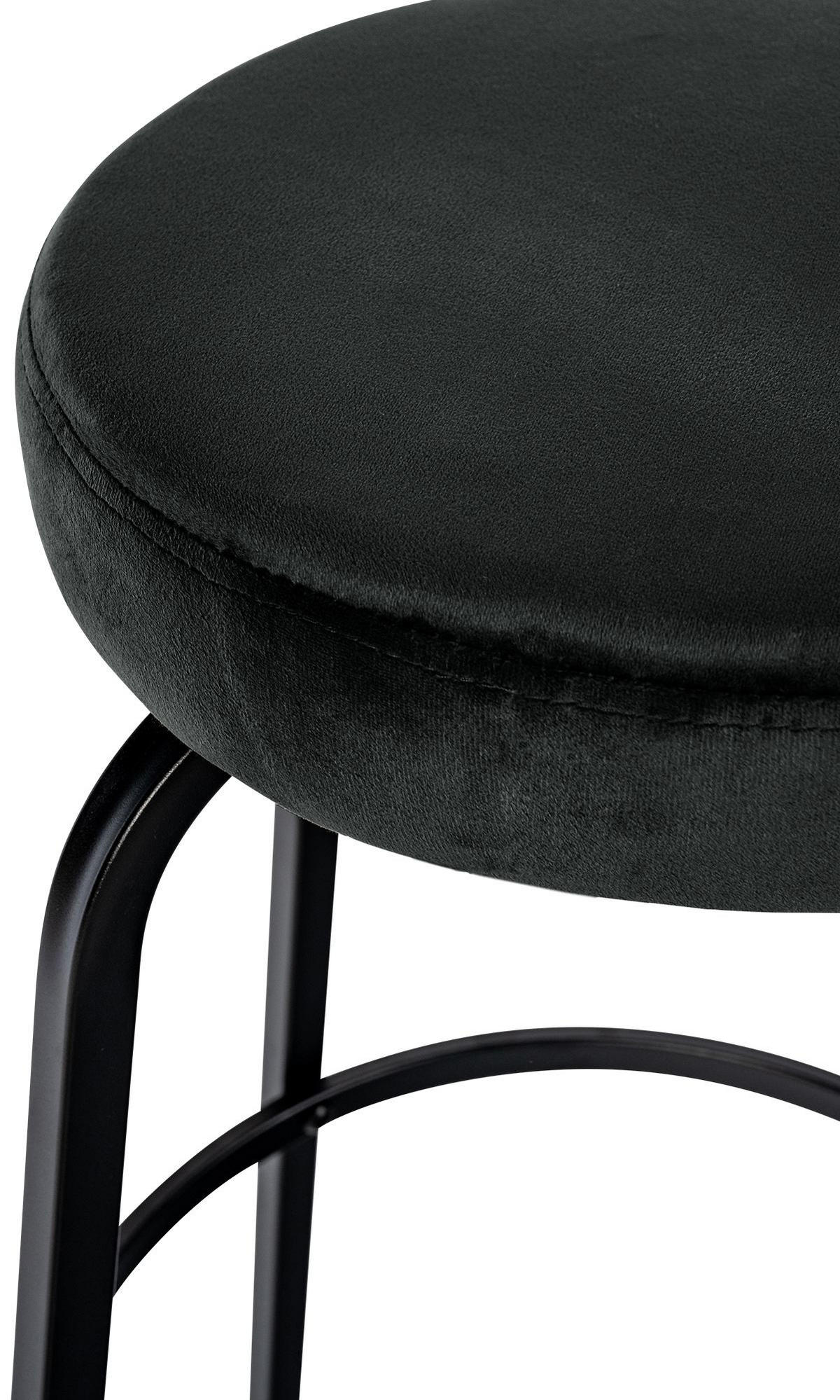 BARHOCKER Samt Dunkelgrau - Dunkelgrau/Schwarz, Textil/Metall (54/77/54cm) - CLP