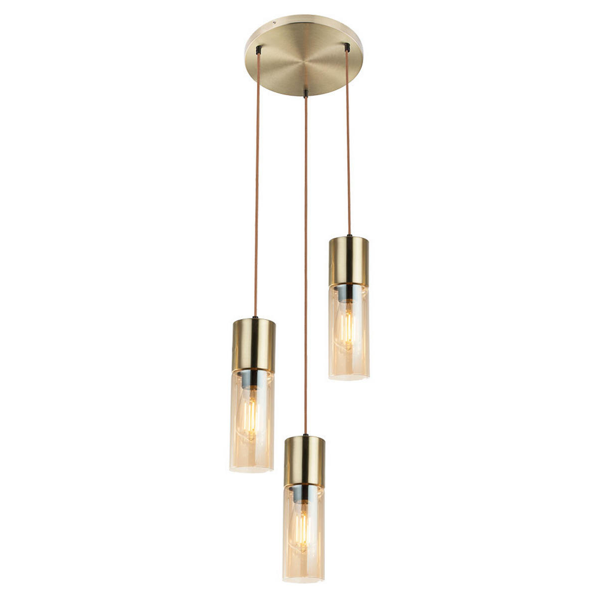 LED HÄNGELEUCHTE Messing Glas Amber - Messingfarben, Glas (30/30/150cm) - Globo Lighting