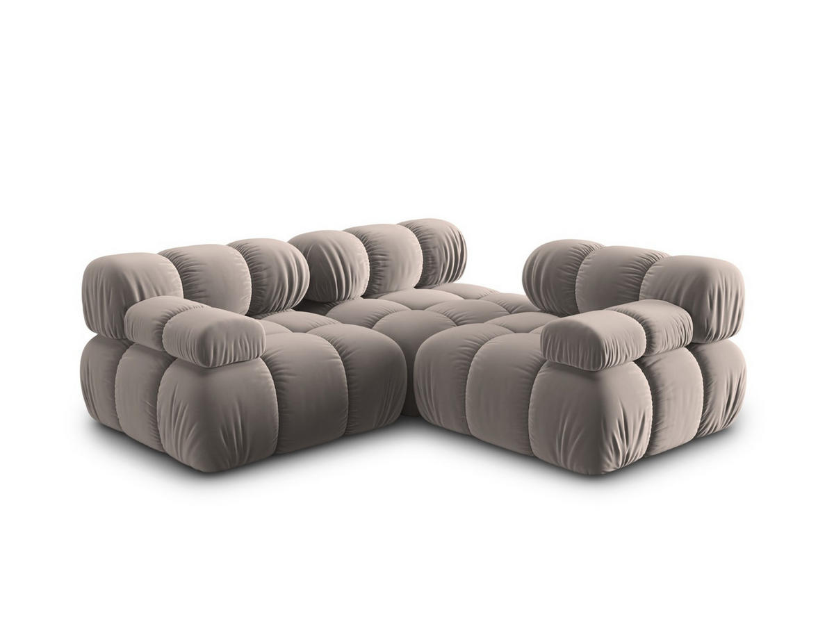 MODULARES-SOFA Bellis aus Samt beige 3 Sitzplätze - Beige, Textil (94/63/282cm) - Micadoni