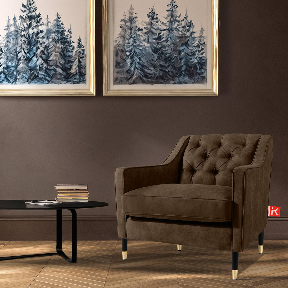 SESSEL NOMUS Kunstleder, gesteppt, Dunkelbraun - Wengefarben/Dunkelbraun, Holz/Holzwerkstoff (77/78/80cm) - KONSIMO®