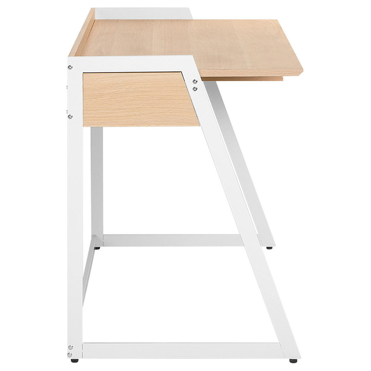 SCHREIBTISCH weiß/heller Holzfarbton 120/60/82 cm Quito - Weiß, Holzwerkstoff (60/120/82cm) - Beliani