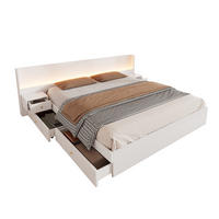 DOPPELBETT 180/200 cm Weiß mit LED-Beleuchtung und USB aus MDF mit Stauraum und Nachttischen - Weiß, Holzwerkstoff (180/200cm) - OKWISH