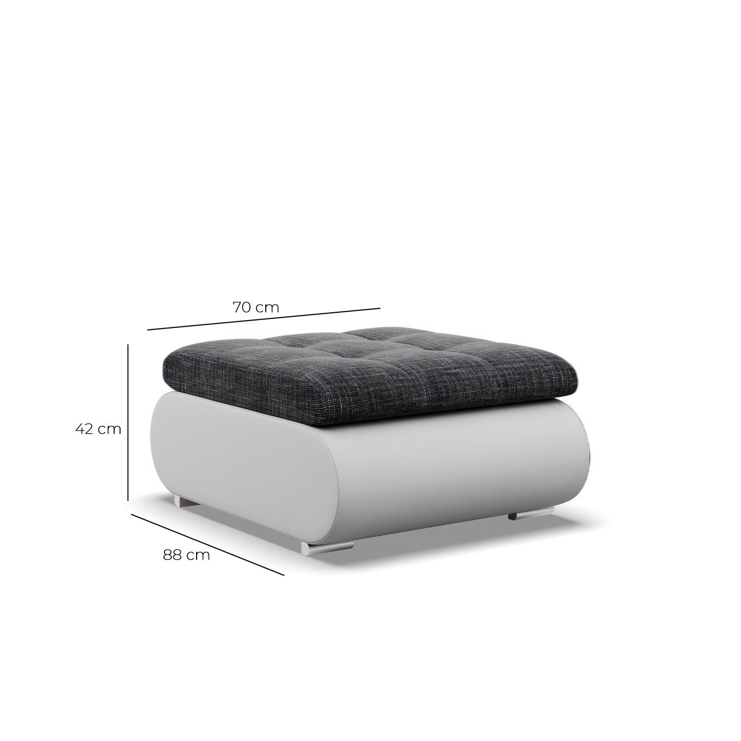 Thumbnail - Sitzpouf, Schwarz, Grau, Textil, 88x42x70 cm, Wohnzimmer, Hocker, Poufs