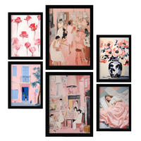 POSTER Set Mit 6 Warm Nach Hause In Vielseitiger A3 & A4 Schwarzer Rahmen - Schwarz, Papier (29/3cm) - Nacnic