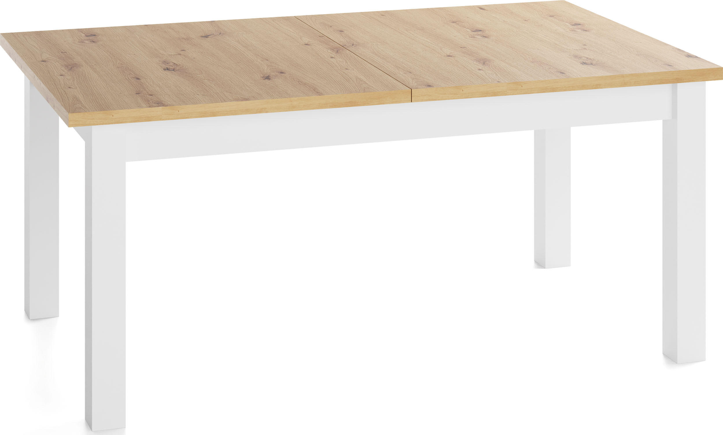 ESSTISCH Lindberg Weiß ausziehbar verlängerbar rechteckig, Eiche Artisan Hellbraun 120-160/80/77 cm - Weiß/Eiche Artisan, Holz/Holzwerkstoff (120/80/77cm) - WFL GROUP
