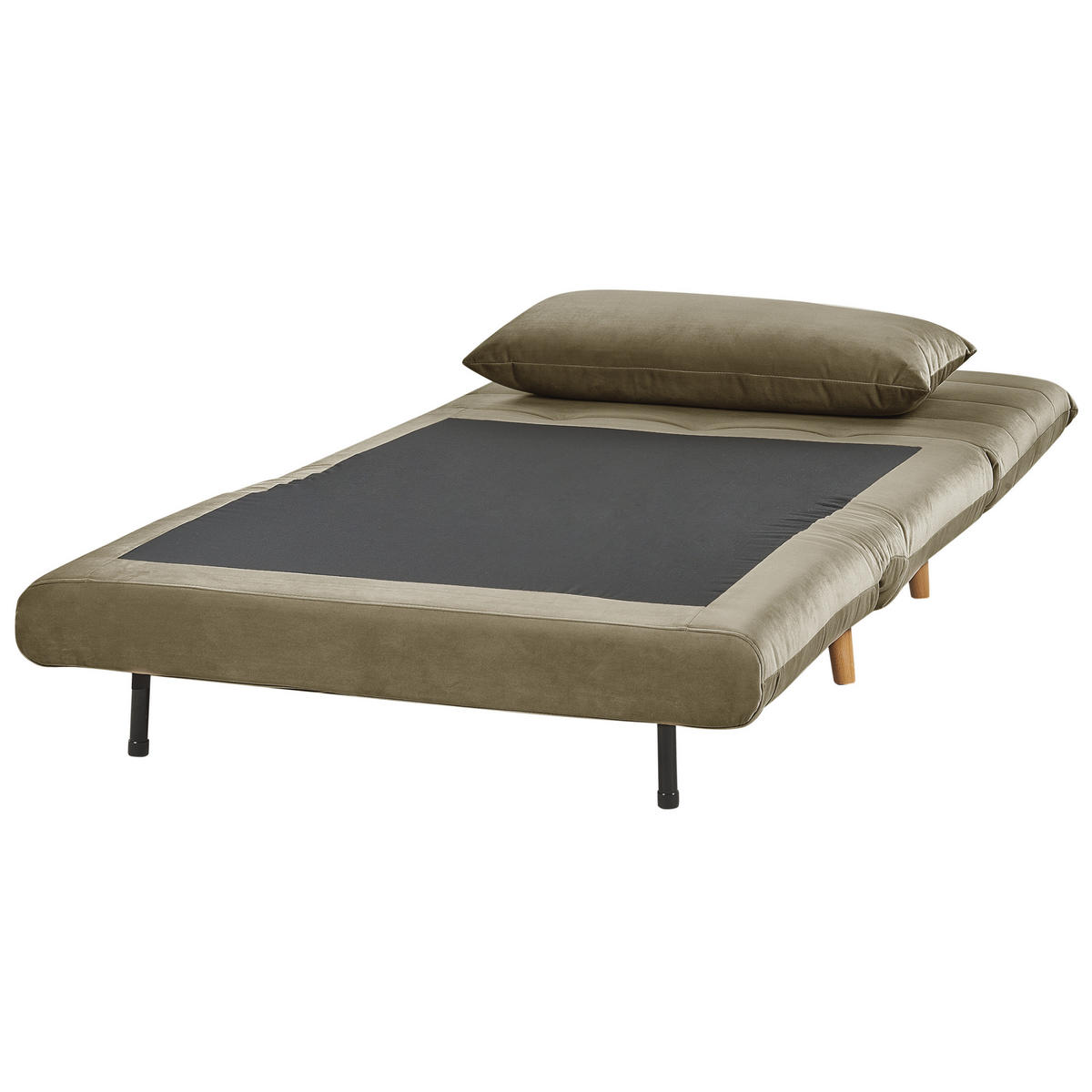 1-SITZER-SCHLAFSOFA Samtstoff Olivgrün Setten - Olivgrün, Textil (104/82/190cm) - Beliani