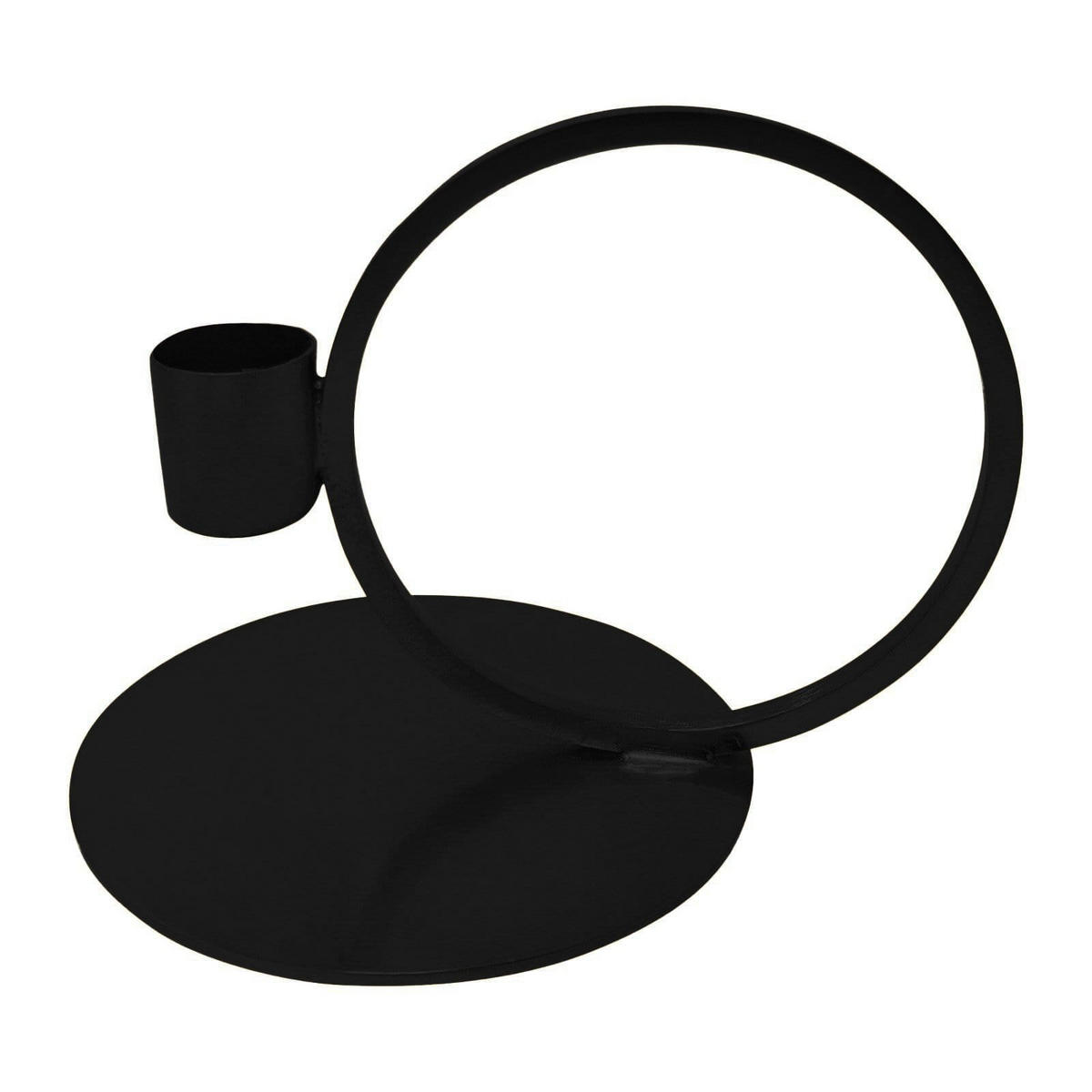 KERZENHALTER Geo aus Eisen in Schwarz 14/10 cm - Schwarz, Metall (10/10/14cm) - LaLe Living