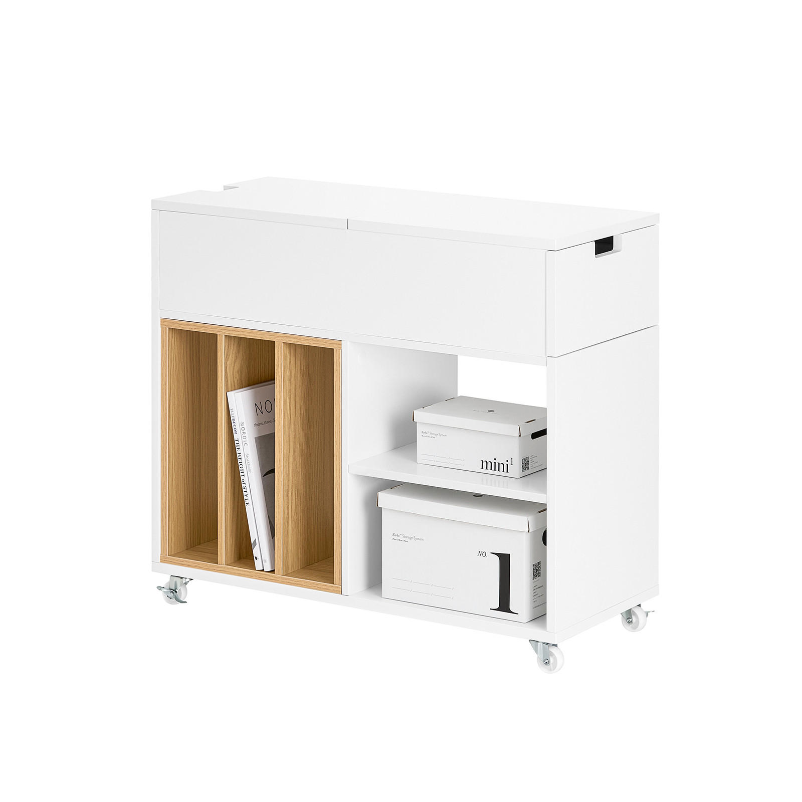 DRUCKERTISCH Weiß - Weiß/Naturfarben, Holzwerkstoff (30/61/70cm) - SoBuy