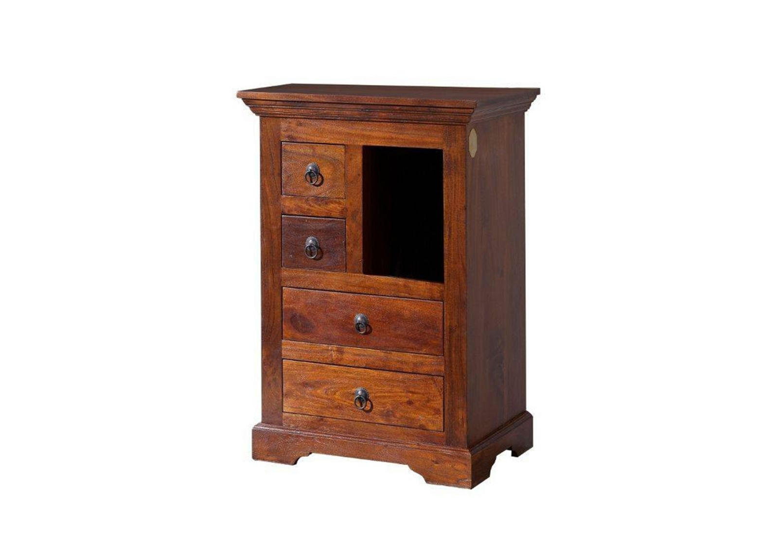 KOMMODE Akazie 55x40x80 nougat lackiert OXFORD #503 - Dunkelbraun, Holz (55/80/40cm) - Massivmoebel24