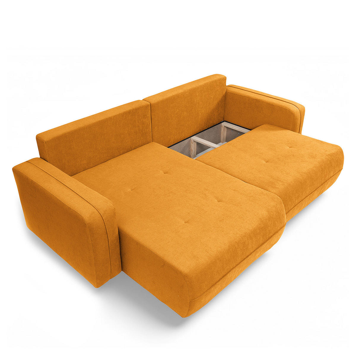 ECKSOFA mit Schlaffunktion - 244 cm - Gelb/Schwarz, Kunststoff/Textil (244/145cm) - home24