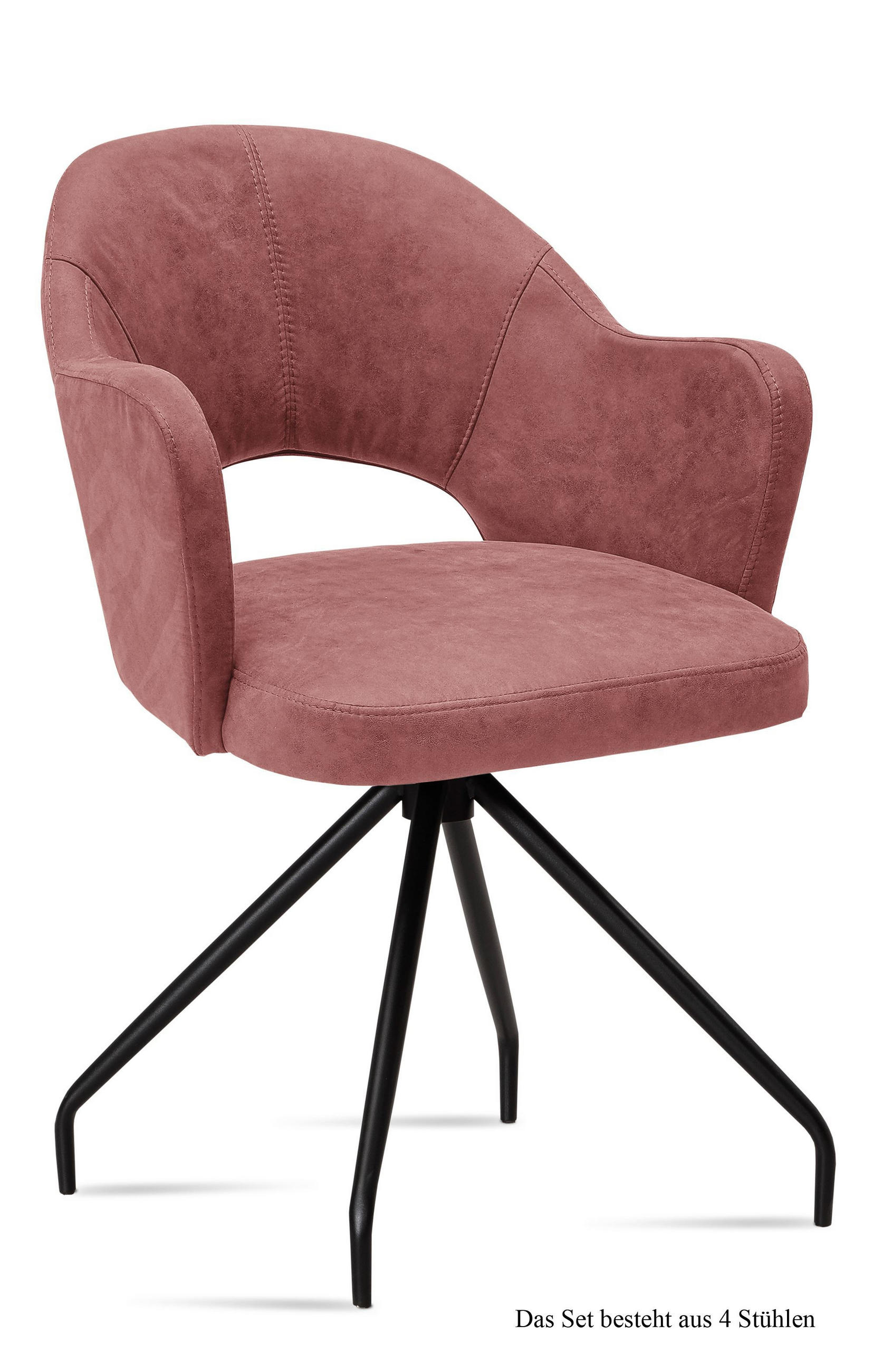 ARMLEHNSTUHL (4er-Set) Dikana 59x87x61 Schwarz/Rosewood - Dunkelrosa/Schwarz, Kunststoff (61/87/59cm) - 58aufmkessel