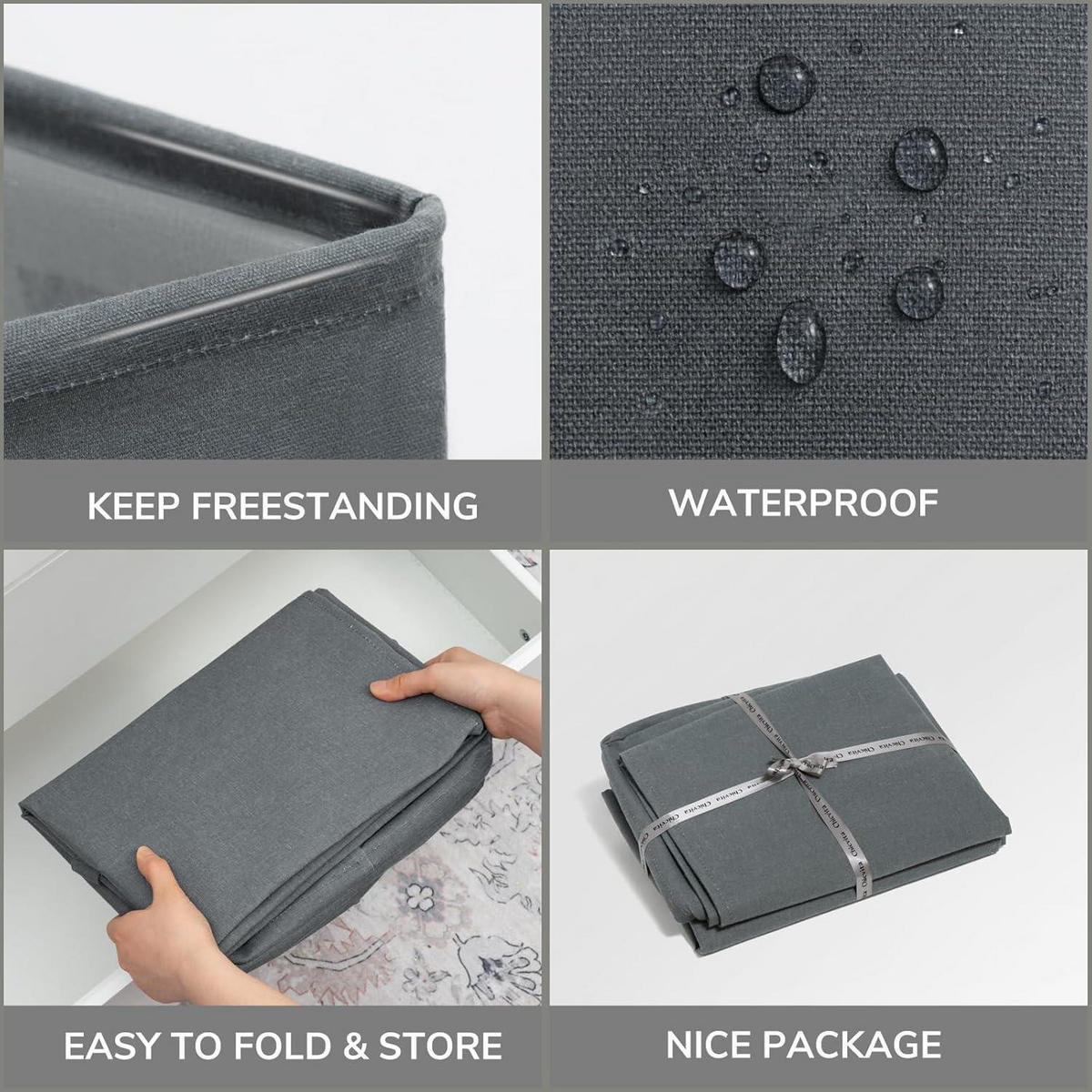 WÄSCHEKORB 2er Set 75L Grau 43x60cm - Grau, Textil (28/60/43cm)