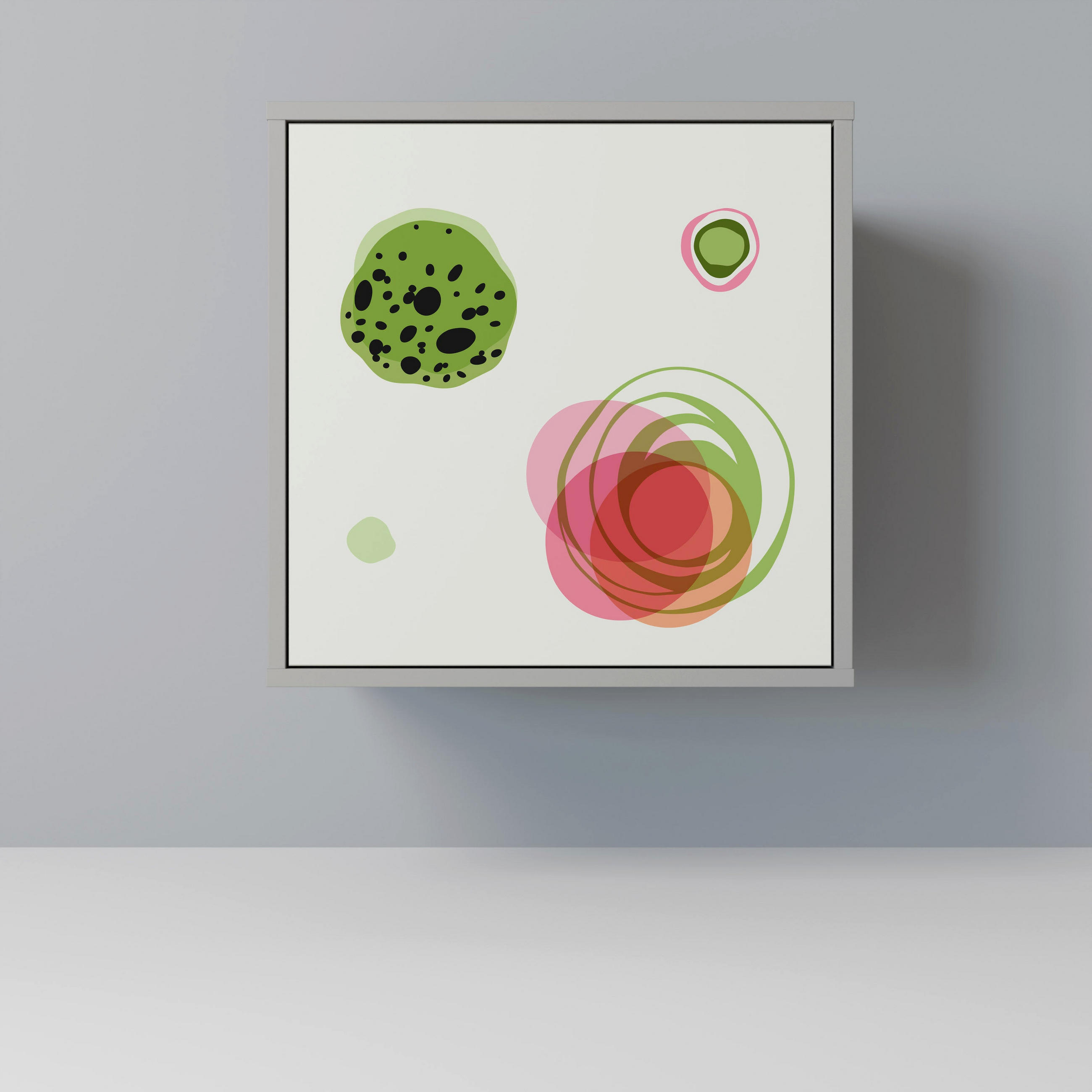 SIDEBOARD COLORFUL COSMOS, Grau, 57,5x42x57,5 cm, Ohne Füße - Multicolor/Grau, Holzwerkstoff (57.5/57.5/42cm) - SpaceRebels