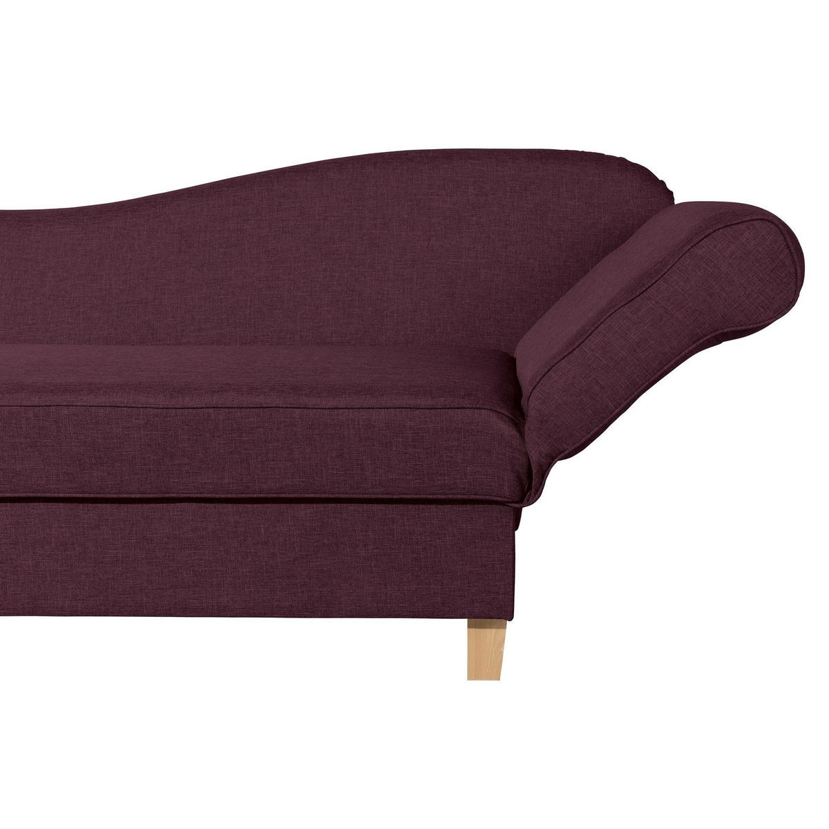 RECAMIERE mit Armteil rechts klappbar Katia Bezug Flachgewebe Buche natur / burgund - Beere, Kunststoff (190/82/88cm) - 58aufmkessel