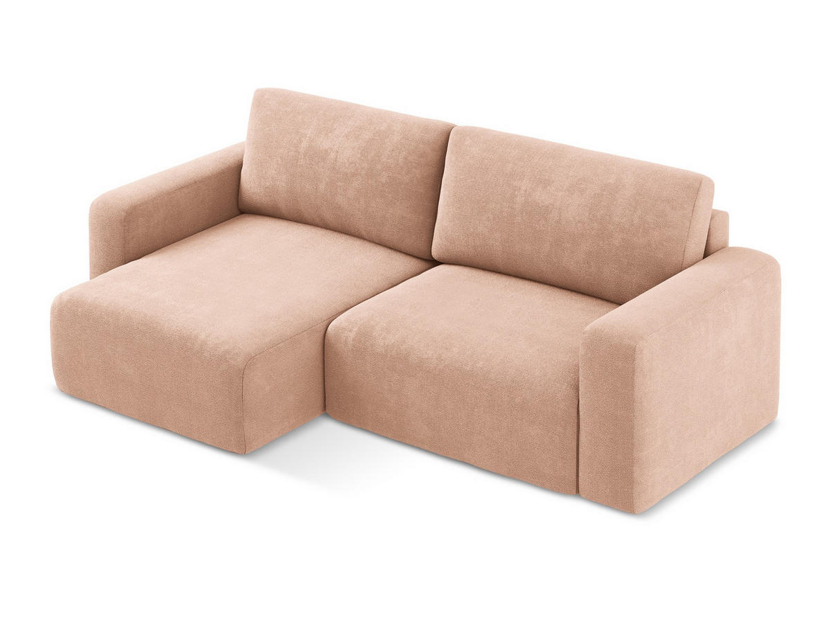 ECKSOFA mit Schlaffunktion links Chenille Stoff Pink - Pink/Koralle, Kunststoff/Textil (149/244cm) - Makamii