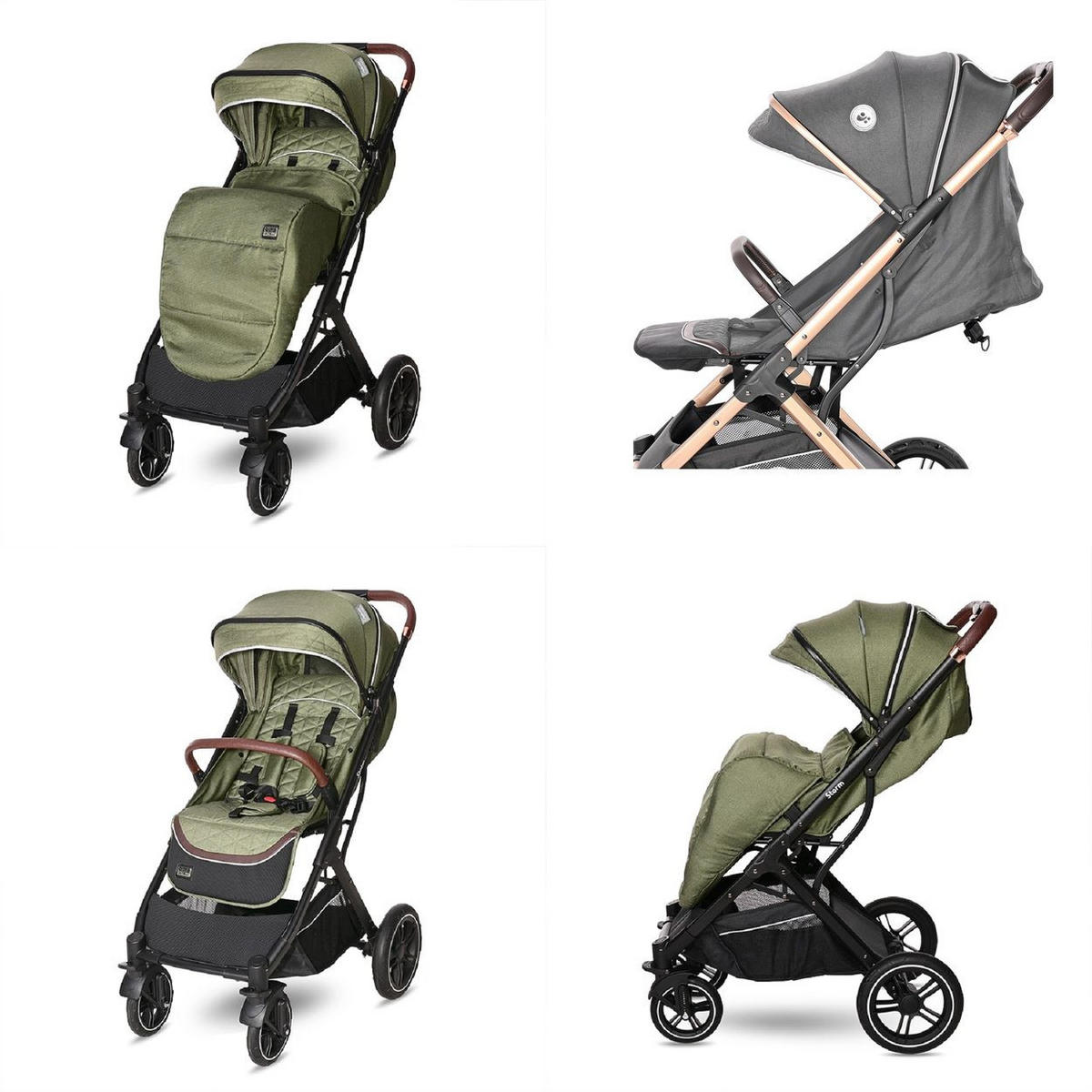 KINDERWAGEN Storm grün Buggy, Fußabdeckung, PU-Räder, Sonnendach, verstellbar - Grün, Metall (90/54/109cm) - Lorelli