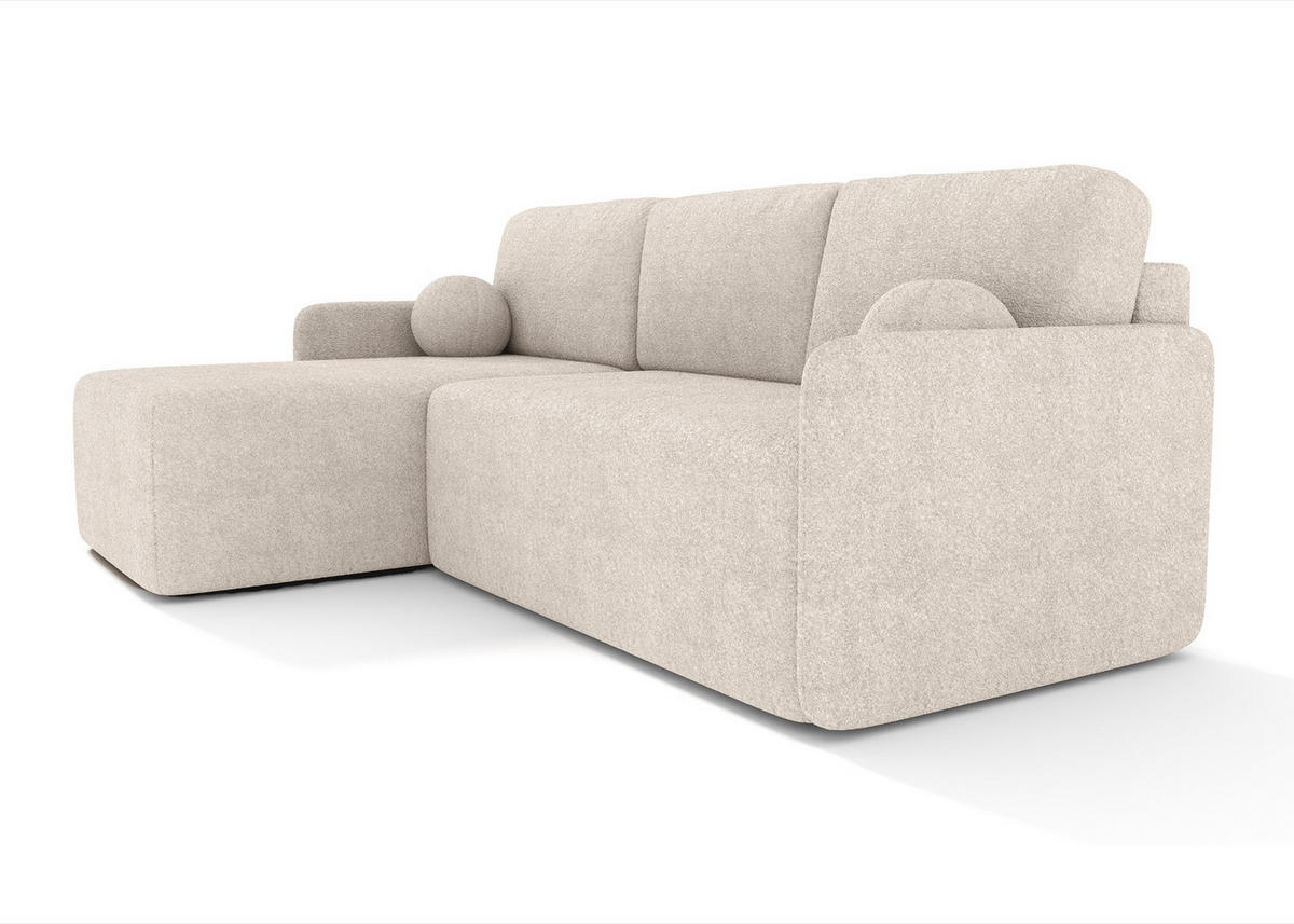 ECKSOFA Bloom Beige Bouclé - Beige, Textil (212/142cm) - Selsey