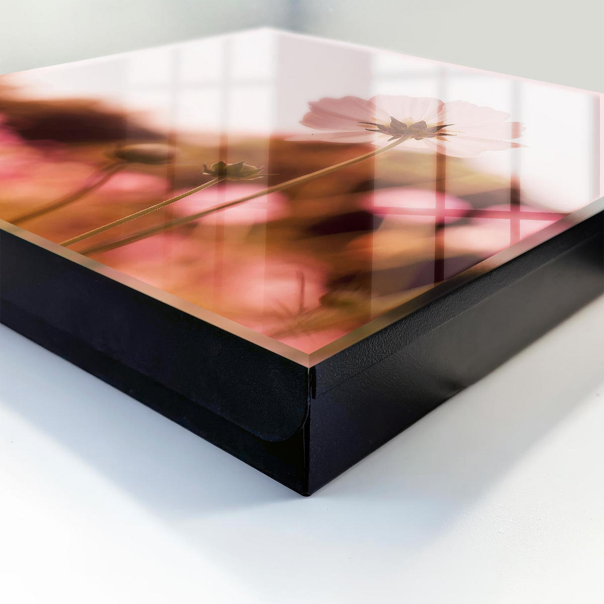 SCHLÜSSELBOX Schwarz 30x30 cm- Türöffnung nach rechts - Florale Eleganz - Pink, Metall (30/30/5cm) - TULUP