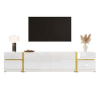 TV-SCHRANK aus MDF und Spanplatte 180x40x38 cm Weiß mit 4 Schubladen und 2 Türen, Hochglanzdesign - Weiß, Holzwerkstoff (180/38/40cm) - Modfu