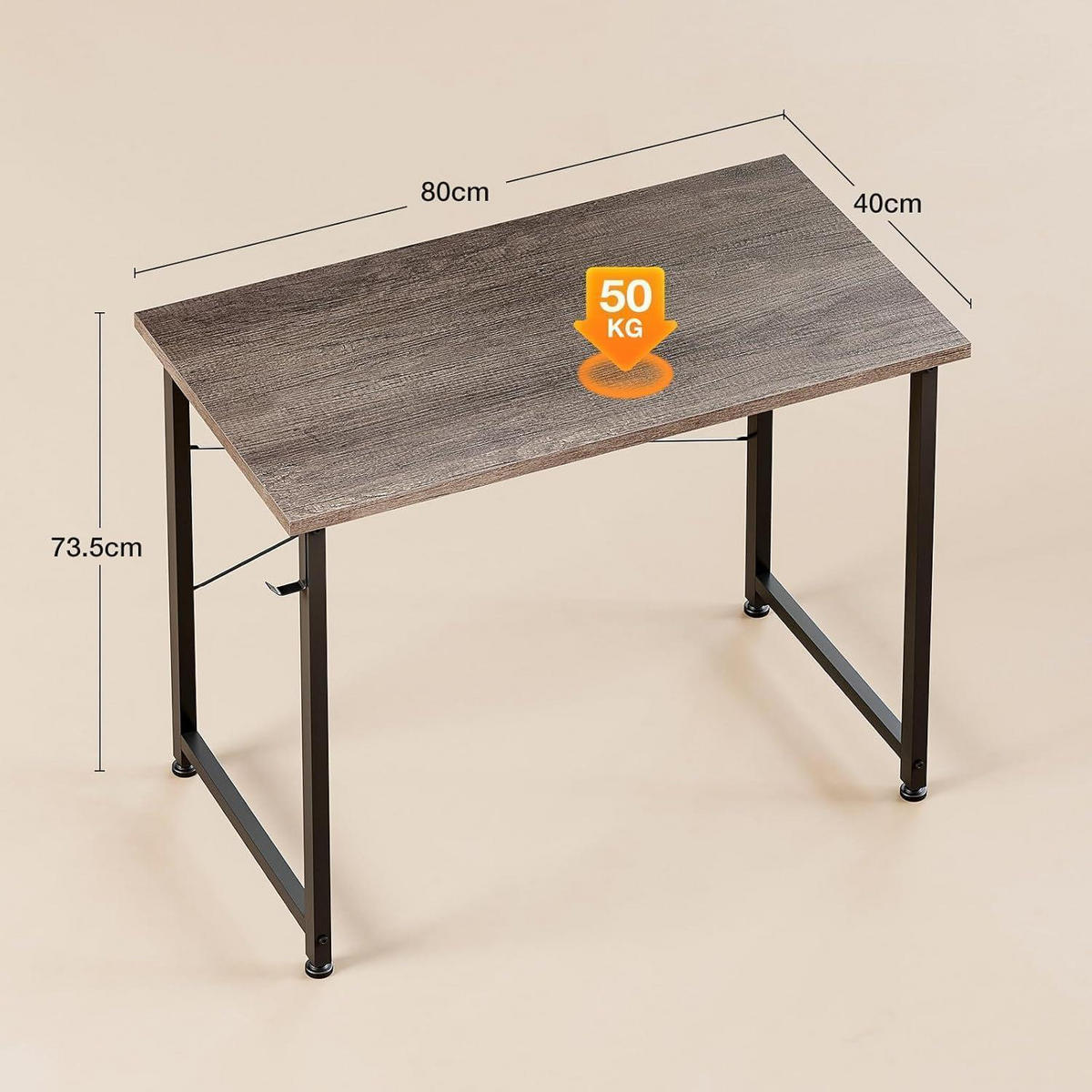 SCHREIBTISCH 80 x 40 cm Grau mit Kopfhörerhalter und Aufbewahrungstasche - Grau, Holzwerkstoff (48/120/73.5cm)