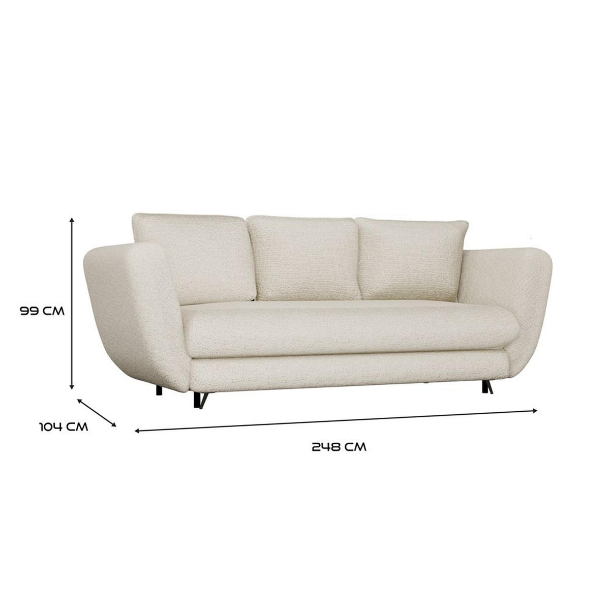 CANAPEÁ Bej, Negru 248/99/104 - bej/negru, compozit lemnos (248/99/104cm) - RAUMHIRSCH FURNITURE