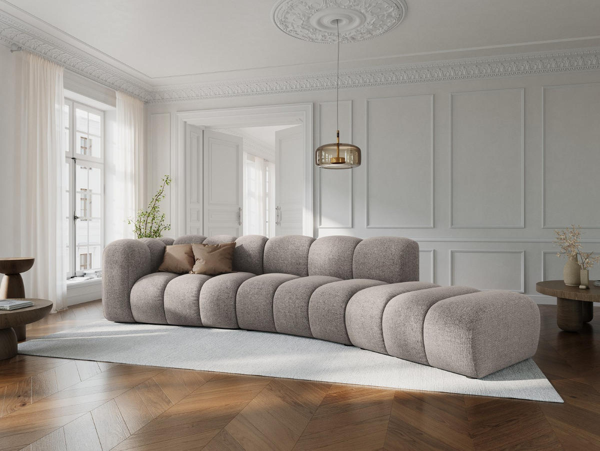 SOFA modular rechts Lupine aus Chenille-Stoff beige 5 Sitzplätze - Beige, Textil (335/70/166cm) - Micadoni