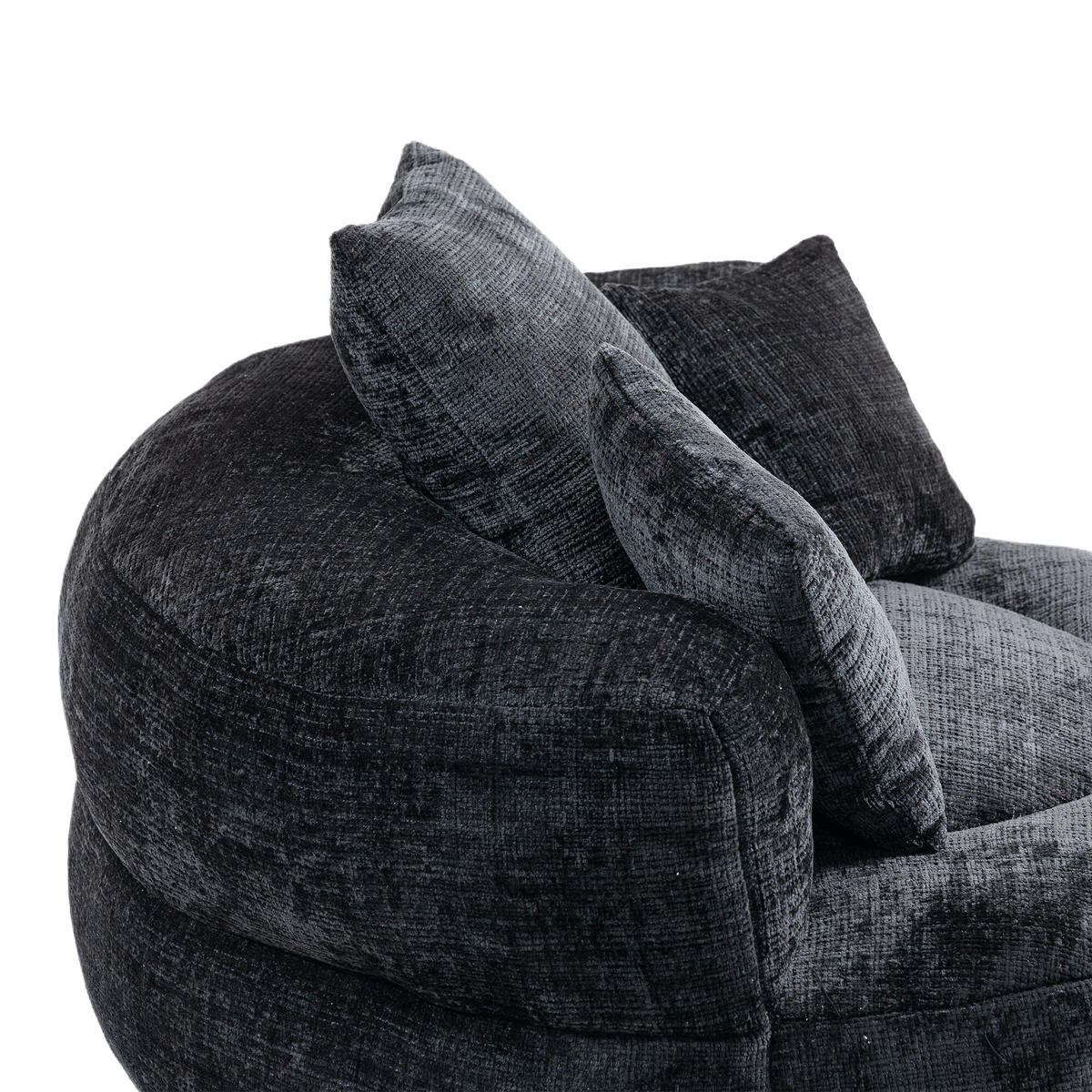SITZSACK Chenille Schwarz mit Armlehnen - Schwarz, Textil (108/52/108cm) - WISHDOR