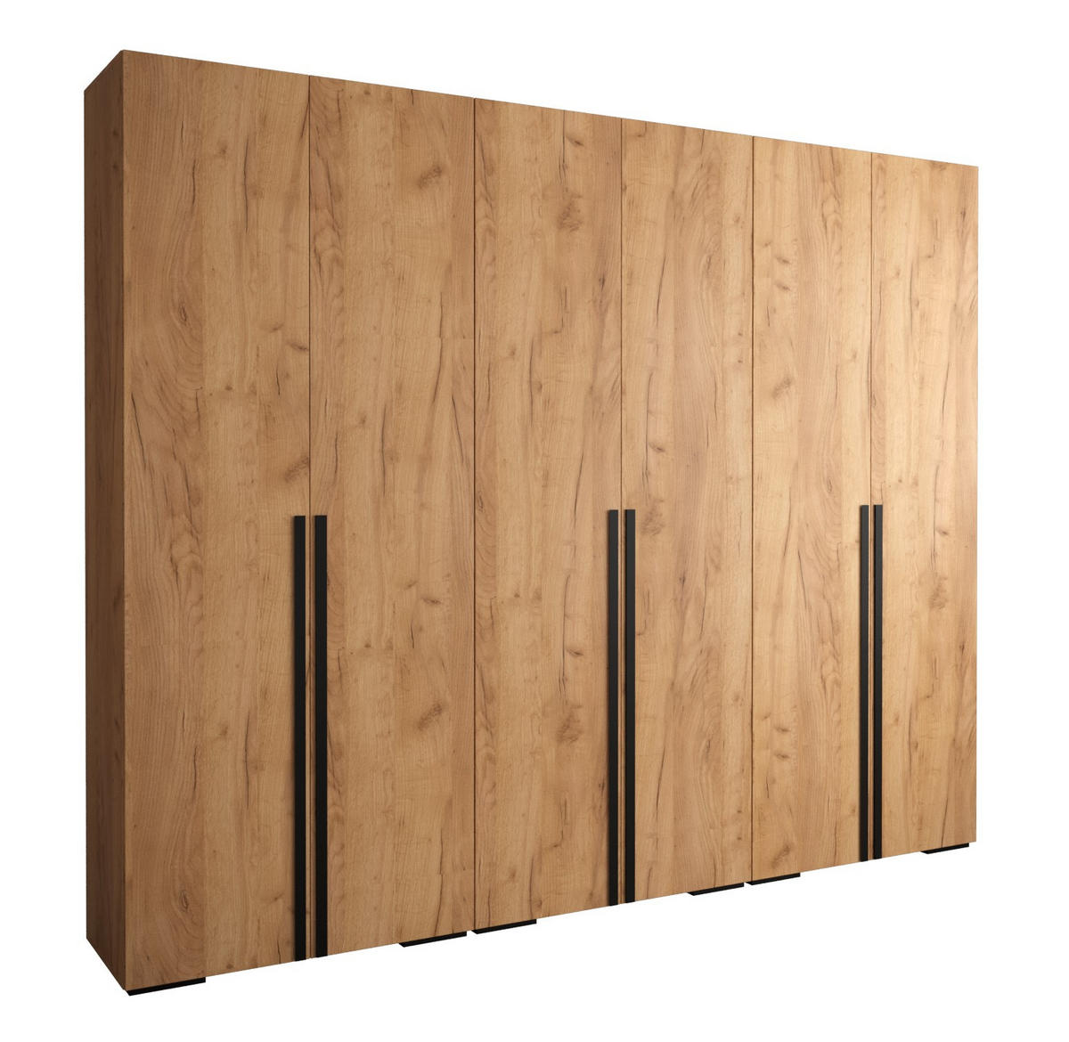 DREHTÜRENSCHRANK 236,7/300/47 6-türig - Alteiche/Goldfarben, Holz/Metall (300/236.7/47cm) - Abiks Möbel