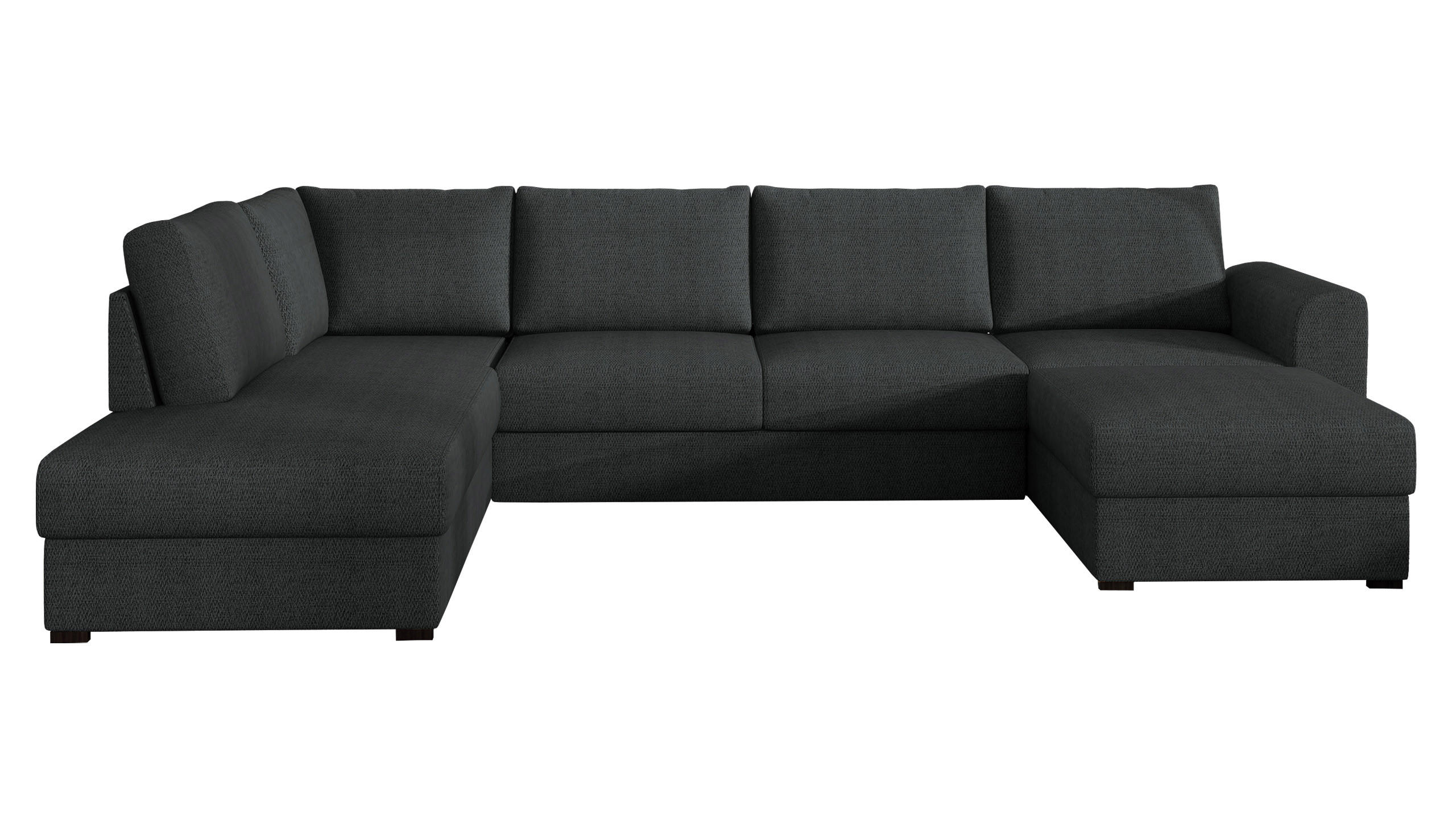 WOHNLANDSCHAFT Wilma, Seite: Links - Dunkelgrau/Schwarz, Holz/Textil (305/85/188cm) - MIRJAN24