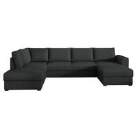 WOHNLANDSCHAFT Wilma, Seite: Links - Dunkelgrau/Schwarz, Holz/Textil (305/85/188cm) - MIRJAN24