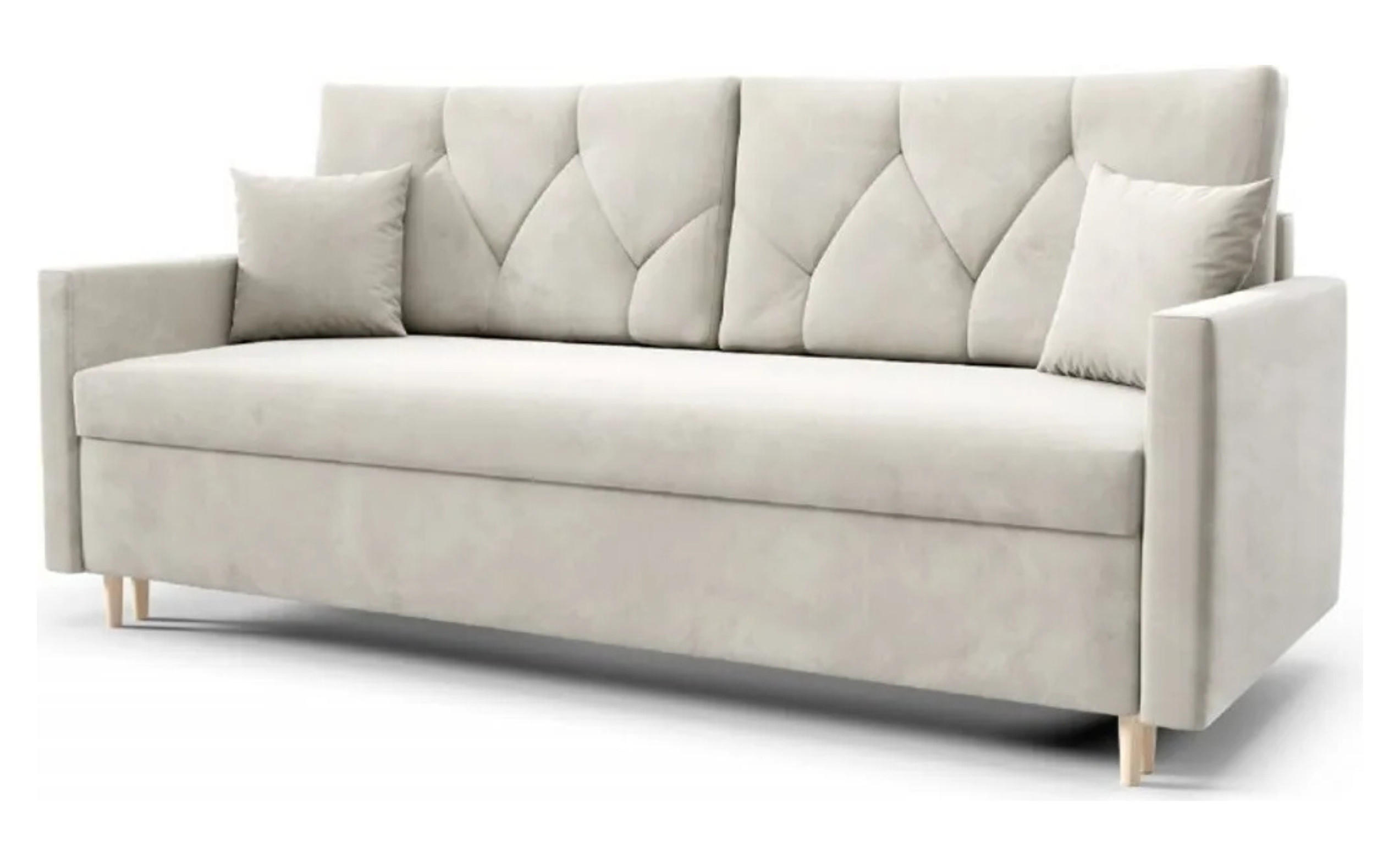 SCHLAFSOFA ARO, Sofa mit Schlaffunktion und Bettkasten, Veloursstoff, Frabe: Beige - Beige, Textil (217/100/87cm) - Sepro Meble