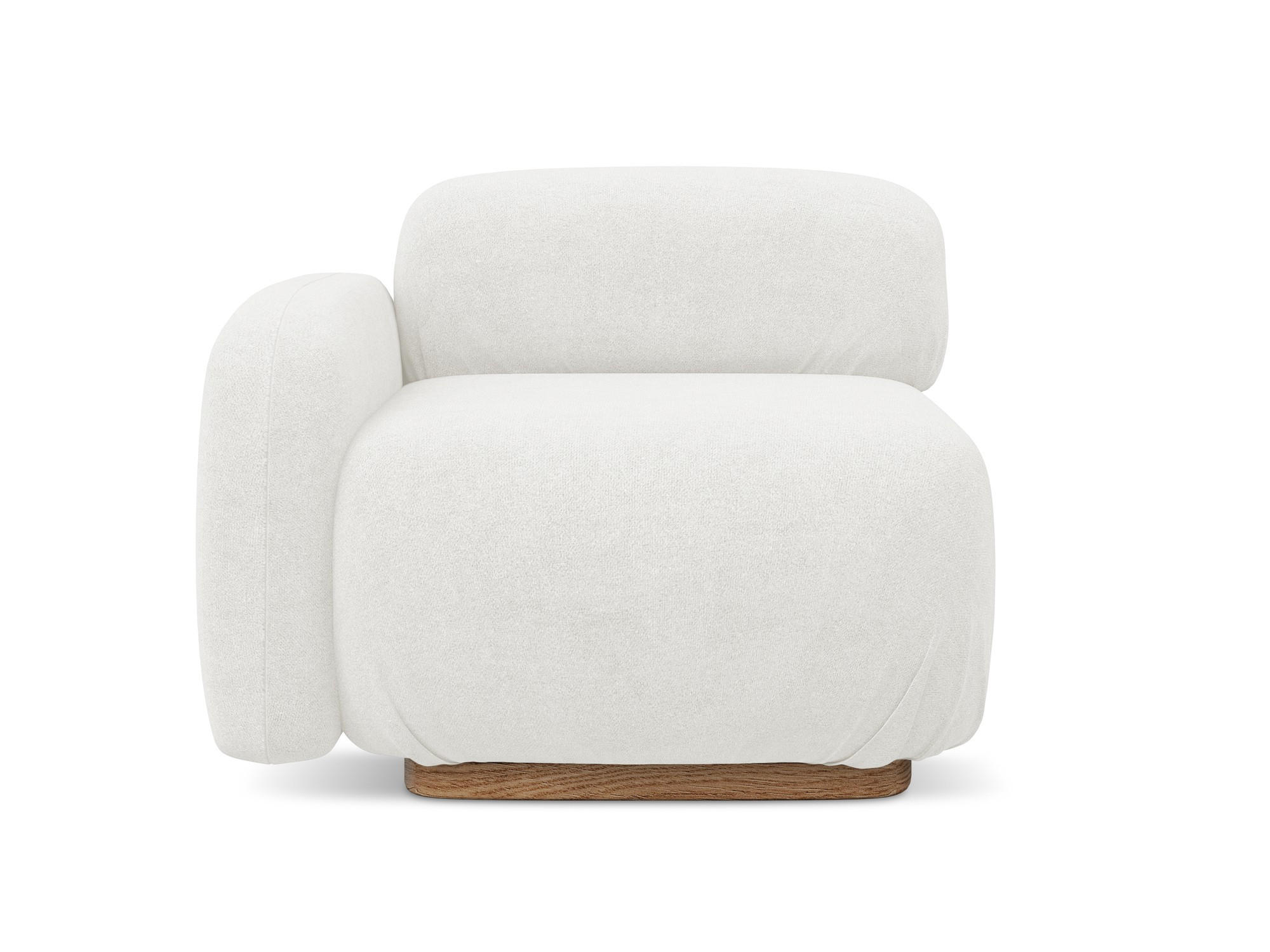 SOFAELEMENT Links Bouclé Stoff Weiß - Weiß/Braun, Holz/Textil (95/73/95cm) - Makamii