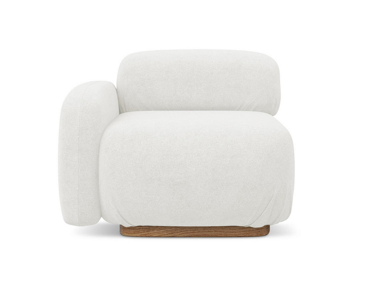 SOFAELEMENT Links Bouclé Stoff Weiß - Weiß/Braun, Holz/Textil (95/73/95cm) - Makamii