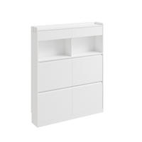 BÍLÁ vstupní skříňka s úložným prostorem a zásuvkami - barva javoru, kompozitní dřevo/kožešina (98/120/19cm) - SoBuy