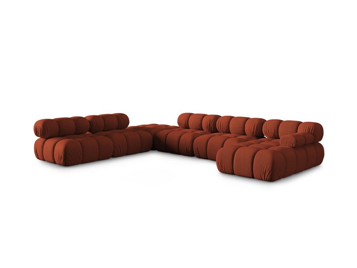 PANORAMASOFA modular links Bellis aus 3D-Stoff ziegelstein 7 Sitzplätze - Orange, Textil (282/70/376cm) - Micadoni