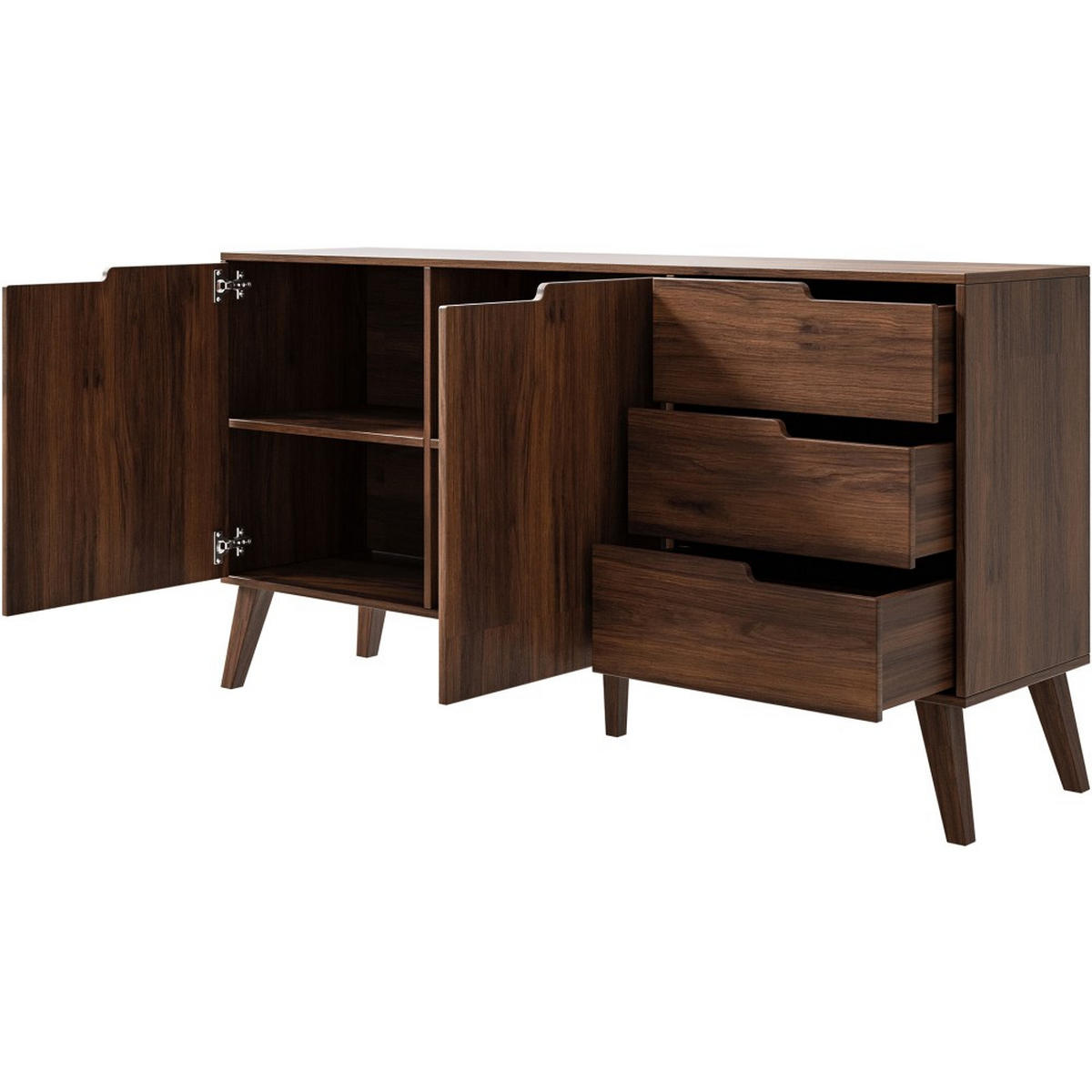 KOMMODE Norel mit 3 Schubalden und 2 Türen, Walnuss - Walnussfarben, Holz/Holzwerkstoff (160/80/40cm) - Beautysofa